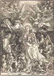 La Vergine circondata da molti angeli